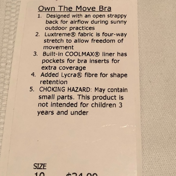 ivivva size 10 youth athletic bra by lulu lemon- original labels - Picture 2 of 6